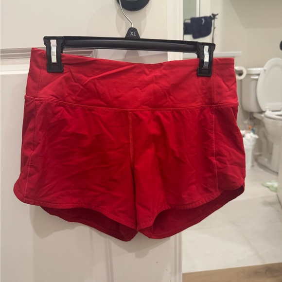 Red Women's Lululemon Speed Up Shorts - Picture 1 of 3